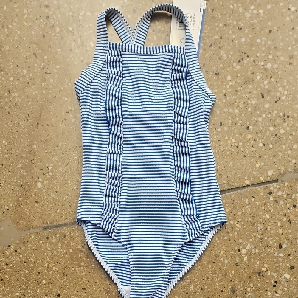 Blue Striped Kids Swimwear